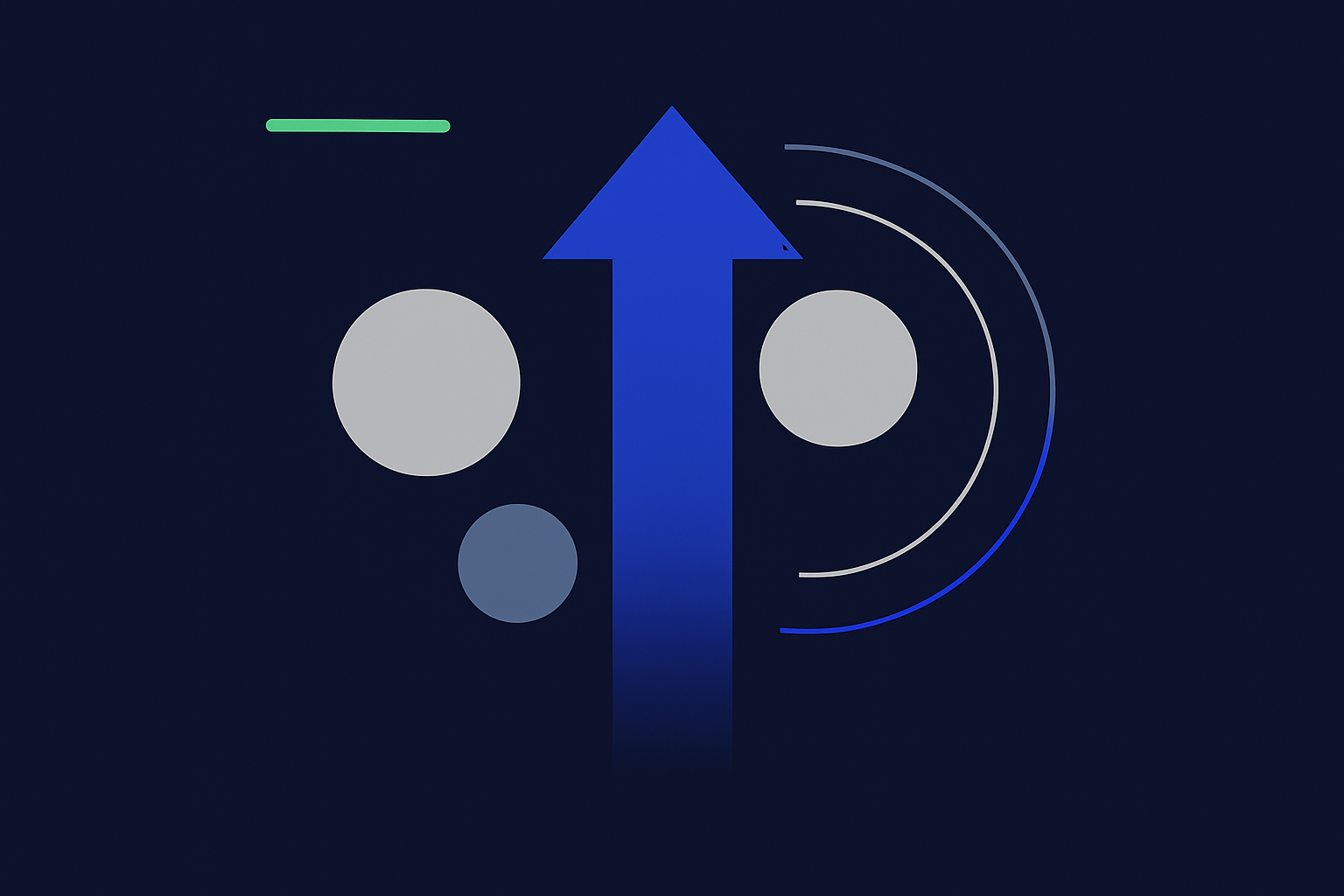 Minimalist upward arrow and geometric shapes representing SaaS growth trends