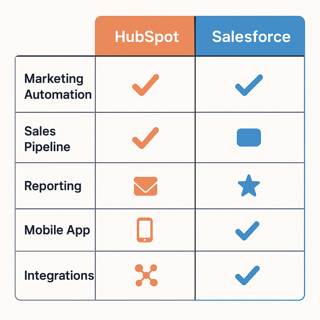 Feature comparison visual